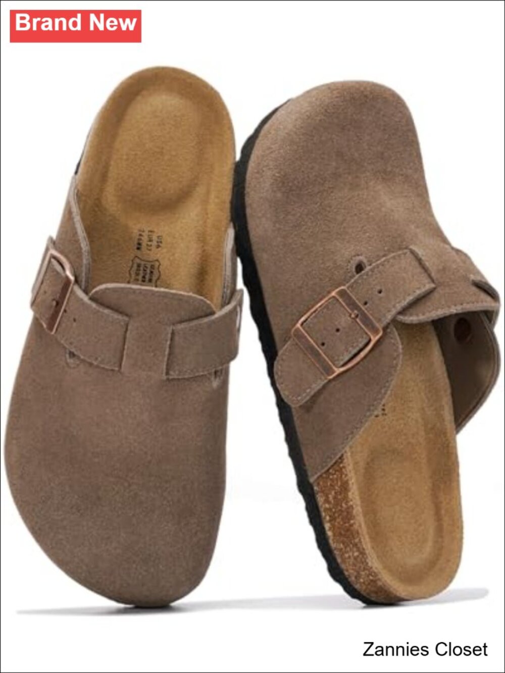 ✨ Project Cloud Genuine Leather Slip-On Clogs Women Cork Footbed Mules